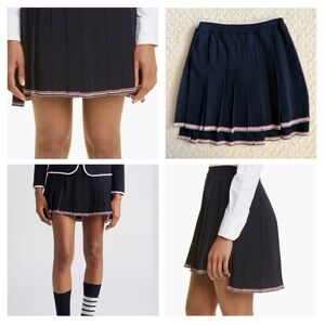 Thom Browne Navy Knit Pleated Mini Skirt